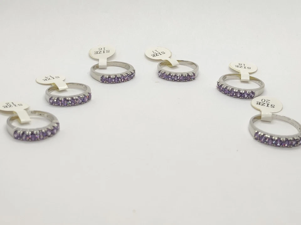 Anello Donn VERETTA /RIVIERA Viola FEDINA ANELLO   ARGENTO zirconi  Lilla Glicin - Immagine 4 di 4