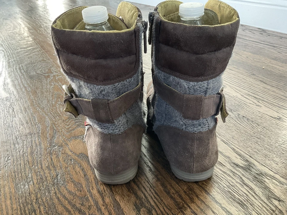 BC FOOTWEAR Gris Suéter Gamuza Con Cordones Parte Superior Alta Hebilla al Tobillo Botas Talla 10 Foto 3 de 4