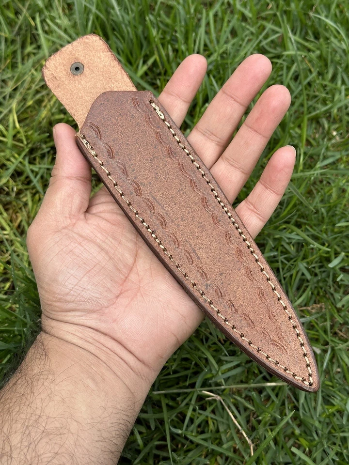 Cuchillo de bota daga de acero Damasco militar de doble filo de 9" cuchillo de bota espiga completa Foto 4 de 4