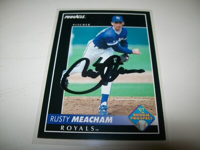 1992 SCORE PINNACLE RC RUSTY MEACHAM SIGNED AUTO #600 KANSAS CITY ROYALS