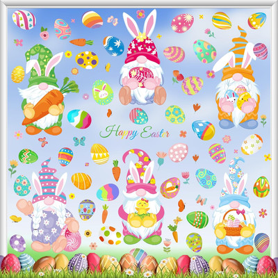 9 Sheets Easter Window Clings Cartoon Egg Bunny Rabbit Chick Sheep Window Decals