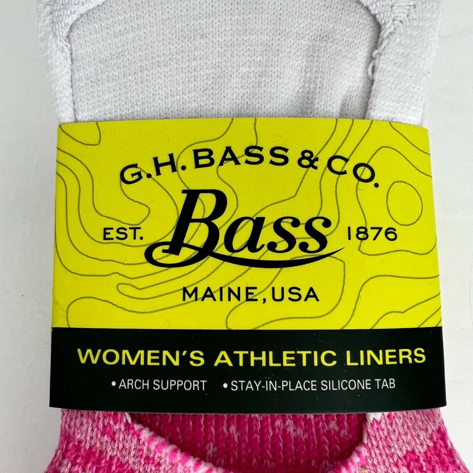 GH Bass & Co 4 Pack Womens Athletic No Show Liners White Pink Size 9-11 - Image 2 of 4