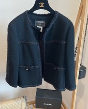 CHANEL 07A BLACK TWEED CC LOGO BLAZER JACKET FR38 US6