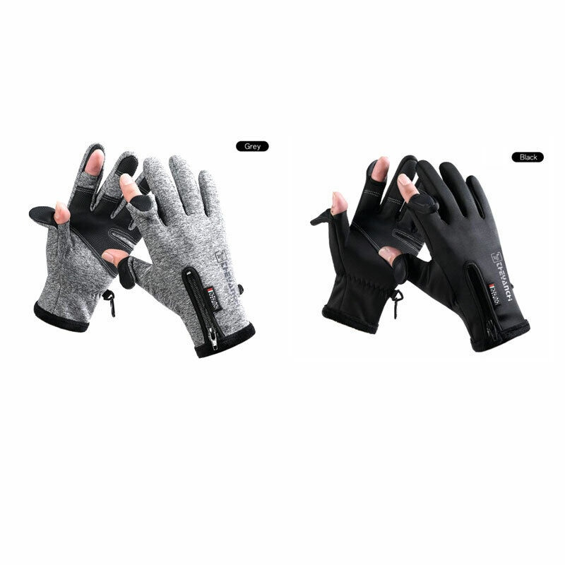 Winter Fishing Gloves 2 Finger Flip Waterproof Windproof Cycling Angling  Glo#HO