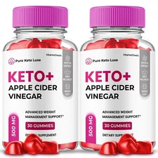 Pure Keto Luxe ACV Gummies, Max Strength Formula, Made in USA (2 Pack)