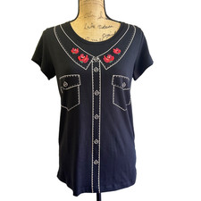 Blugirl Folies Blumarine Luxury Trick of The Eye Design Cotton T-Shirt Sz 8