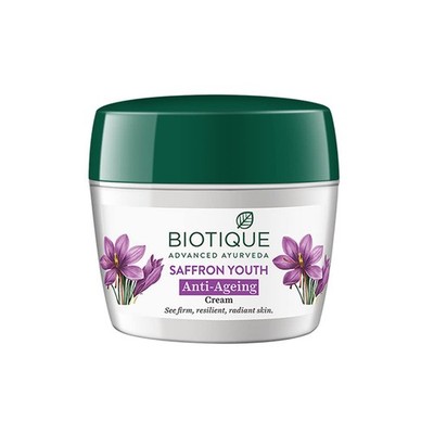 Biotique Safran Youth Anti-Aging Cream l 100% Pure Botanical Extracts 175gm