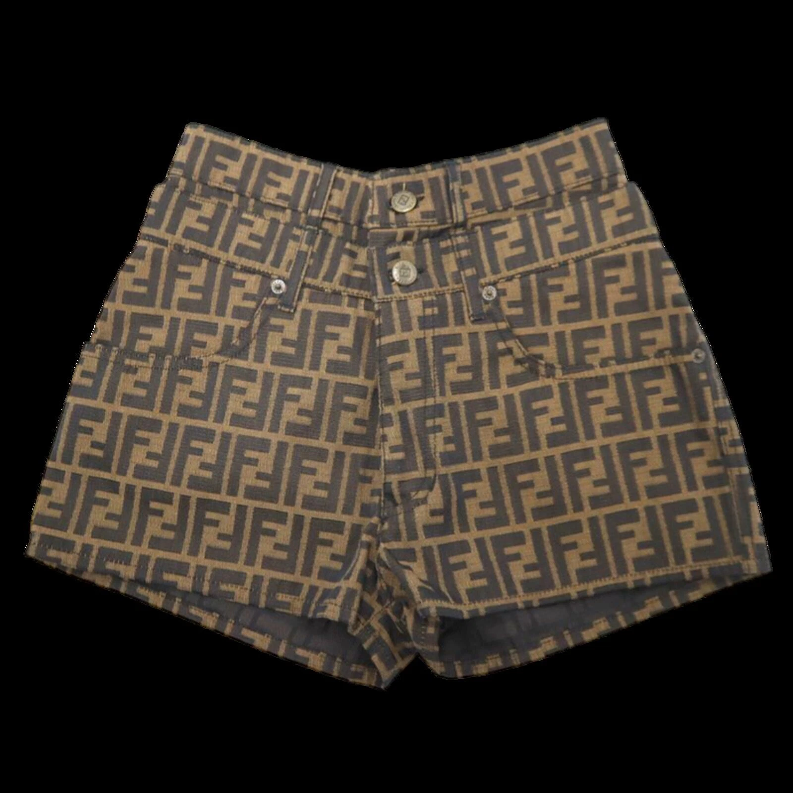 Fendi Zucca Logo Brown Monogram 90s Mini Shorts