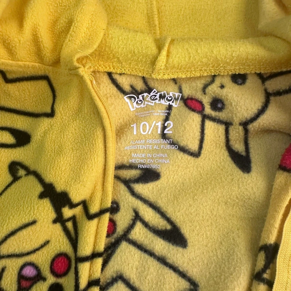 Pokemon Pikachu Polar Una Pieza Pijama Niños 10/12 Con Capucha Disfraz Halloween Foto 3 de 3