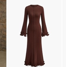 Commense Long Sleeve Ruffle Maxi Dress Whimsigoth Witchy Cottage M Soft Knit 