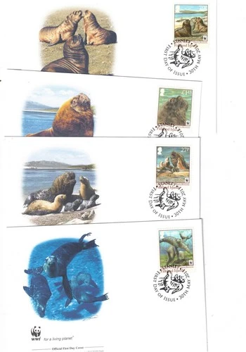 FALKLAND ISLANDS 2011 SEA LIFE on WWF FDC       (4 Covers)