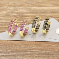 5 Colors Zircon Hoop Earrings Gold Plated for Women Sparkling Gift