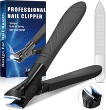 Heavy Duty Nail Clippers for Thick Nails, Anti-Slip Toenail black, Black