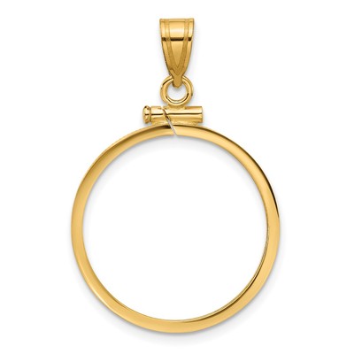 10k Gelbgold poliert 22,0mm x 1,9mm Schraubverschluss Münze Einfassung Anhänger