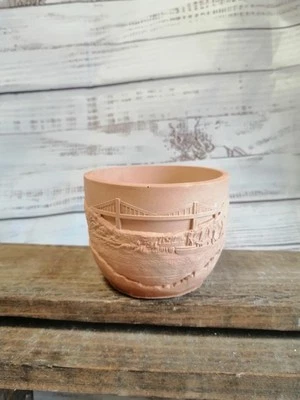 TORIA'A CRAFTS AND GARDEN Handmade Pottery Golden Gate Bridge Exact Color Indoor Plants Candle No Drainage