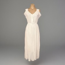 White Sheer Goddess Ruffle Pleated Fairy Princess Bridal Dress Gown S/M