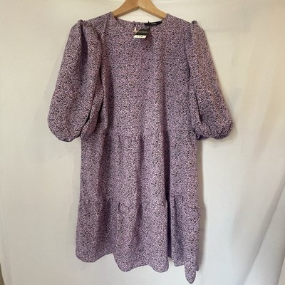 George Asda Bauernkleid UK 14 lila Stufen lila Animal Gepard Print Stufen