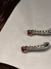 14k Solid Gold Garnet And Diamond Earrings Weighs 1.54 Grams — photo 1