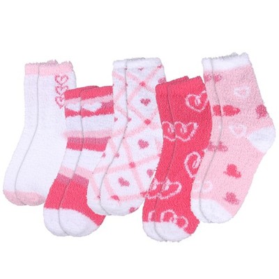 Evankin Valentines Day Socks Pink Heart Fuzzy One Size, Print-5pcs03 