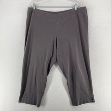 EILEEN FISHER Pant XL Stretch Organic Cotton Jersey Cropped Stud Detail Gray USA