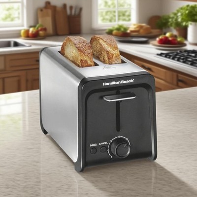 NIB Stainless Steel 2-Slice Toaster   Wide-Slot Design with Bagel Function