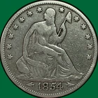 1854 Arrows Seated Liberty Half Dollar Fine F Coin #43665