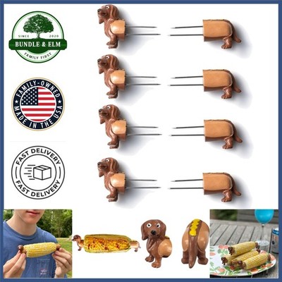 Stainless Steel Corn Cob Holders, Set of 4 Dog Design for Family Gatherings