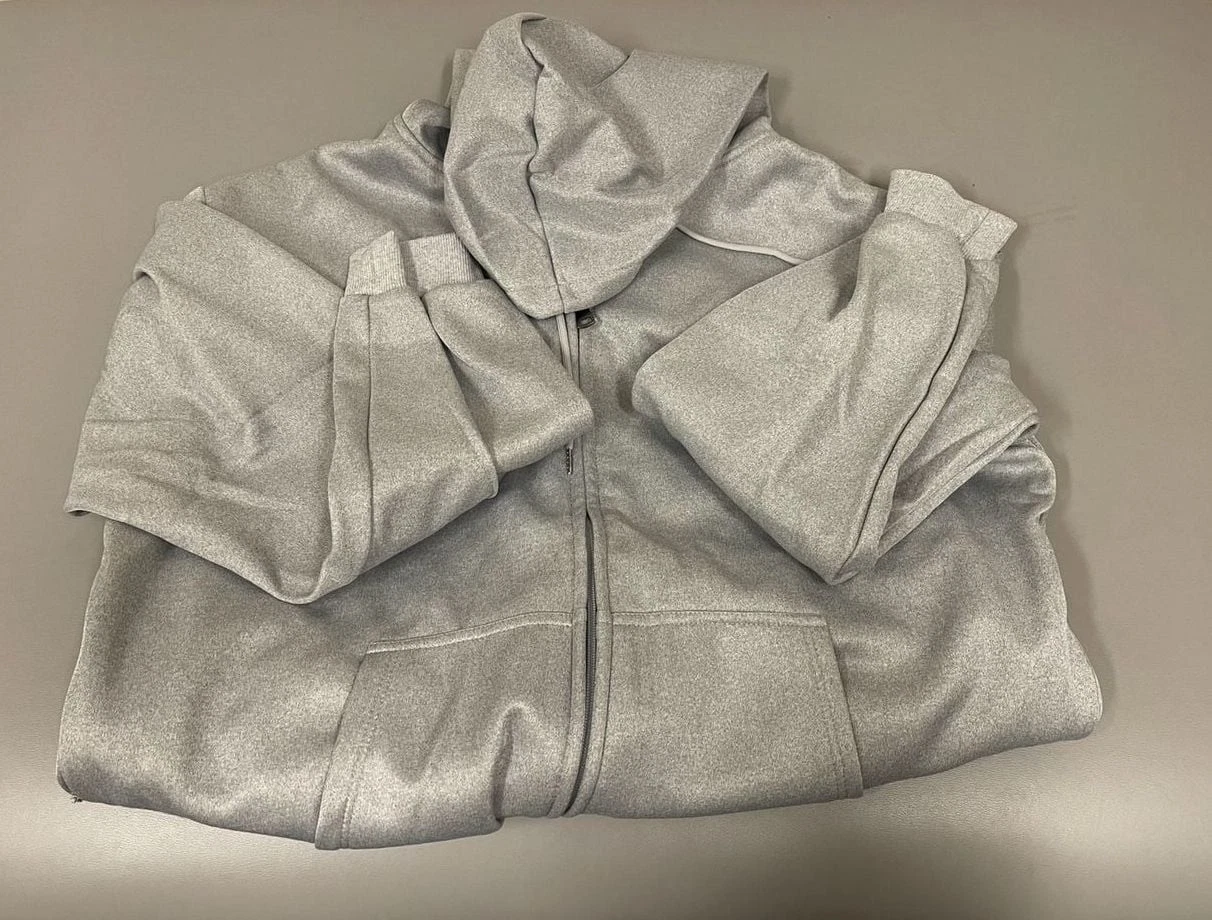 Molifen Heated Hoodie Gray Full-Zip Sweatshirt, USB Powered, Size 2XL