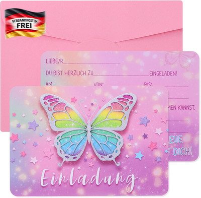 Woric 12 Stück Einladungskarten Kindergeburtstag, 15 X 10,5 Cm Einladungskarten 