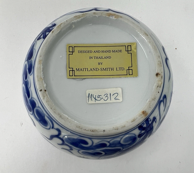 Vintage Maitland Smith Ceramic Lidded Jar W/ Copper Trim Dragon