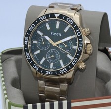 New Authentic Fossil Bannon Gold Green Chronograph BQ2493 Men's Watch