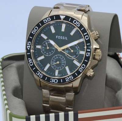 Fossil Bannon Gold Green Chronograph BQ2493 Men's Watch