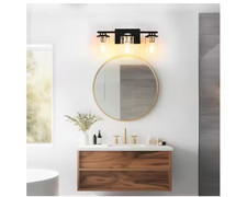 YANSUN 18.5" 3-Light Black  Brushed Nickel Bathroom Vanity Light Clear Glass