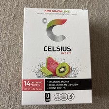 CELSIUS Kiwi Guava Lime On the Go Energy Powder Sticks 14 Pack 200mg Caff 2/26