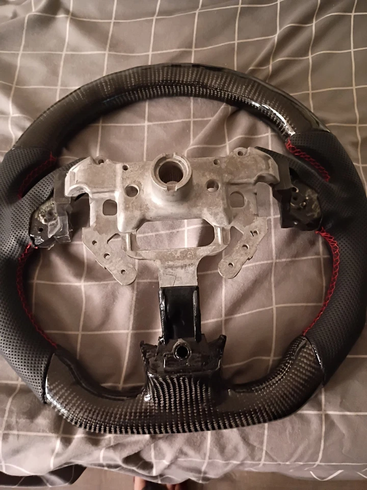 Volante de fibra de carbono forjado Acura TSX 2004-2008 detalles rojos fibra de carbono Foto 3 de 4