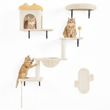 Cat Wall Shelves & Perches, Wall-Mounted Cat Climbing Tree Set with Condos Beige