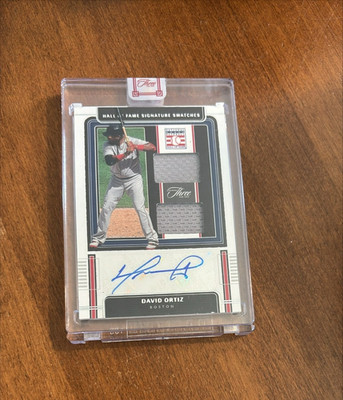 David Ortiz 2022 Panini Three and Two Game Jersey Swatch Auto Red Sox /35 HOF