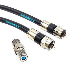 TechDirect 40FT RG6 Coaxial Cable Black - High Speed Internet, 40 FT, 