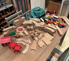 Huge Wooden Train Set Bundle, Some BRIO – Track, Trains, Mountain, Bridges & Acc