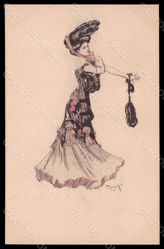 Artista Firmato Reznicek Lady Art Nouveau Simplicissimus I-2 pz VK7618