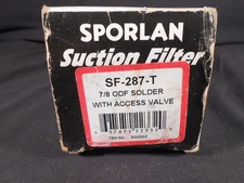 SPORLAN. P/N: 800002. SF-287-T, 7/8" ODF SOLDER SUCTION LINE FILTER DRIER W/TAP.