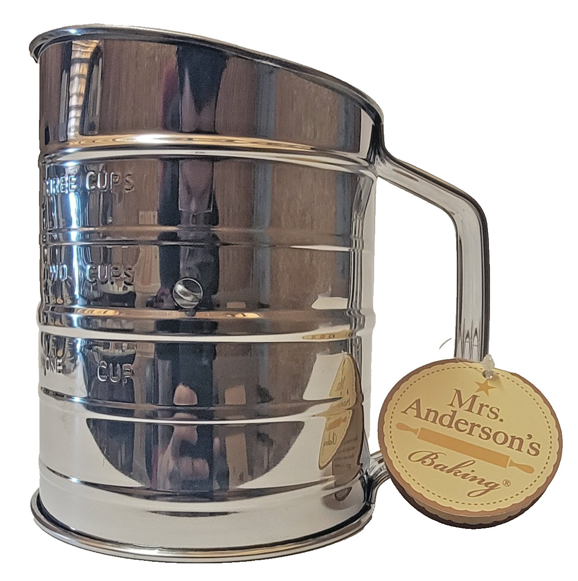 Mrs. Anderson's Baking (Lot of 4) 28014 Stainless Steel 3-Cup Sifter w/ Crank