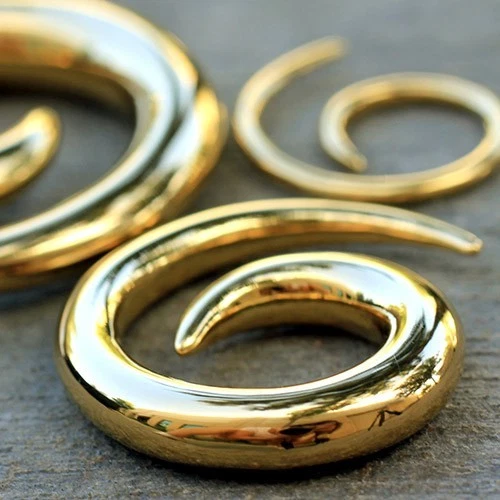 PAIR of Gold Plated 316L Surgical Steel Spiral Taper - Image 3 of 4