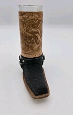 Vintage Mexico Boot Shot Glass Leather Cowboy...