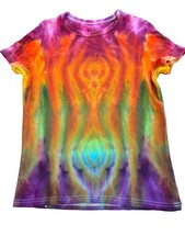 Camiseta grande hecha a mano Ice Dye Tie Dye Rainbow para mujer Alien Cosmic