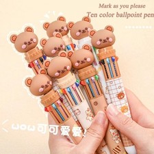 1/5/10PCS Kawaii Teddy Bear 10 Color Multi Color Ballpoint Press Pen