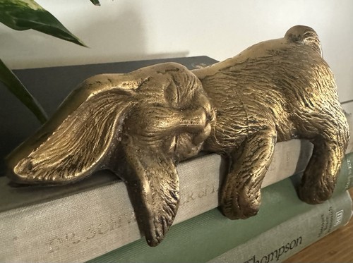 Vintage Solid Brass Sleeping Bunny Rabbit Shelf Sitter Figurine - Picture 3 of 16