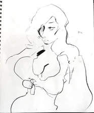 Cubism Charcoal Portrait Female 11”x14” Paper