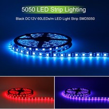 Black PCB 16.4ft/5M 60Leds/M 3528 or 5050 SMD 300LEDs LED Light Strip Waterproof