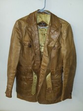 Vintage Cortefiel Leather Jacket Men's 40 Brown, 1970  s - Made In Spain